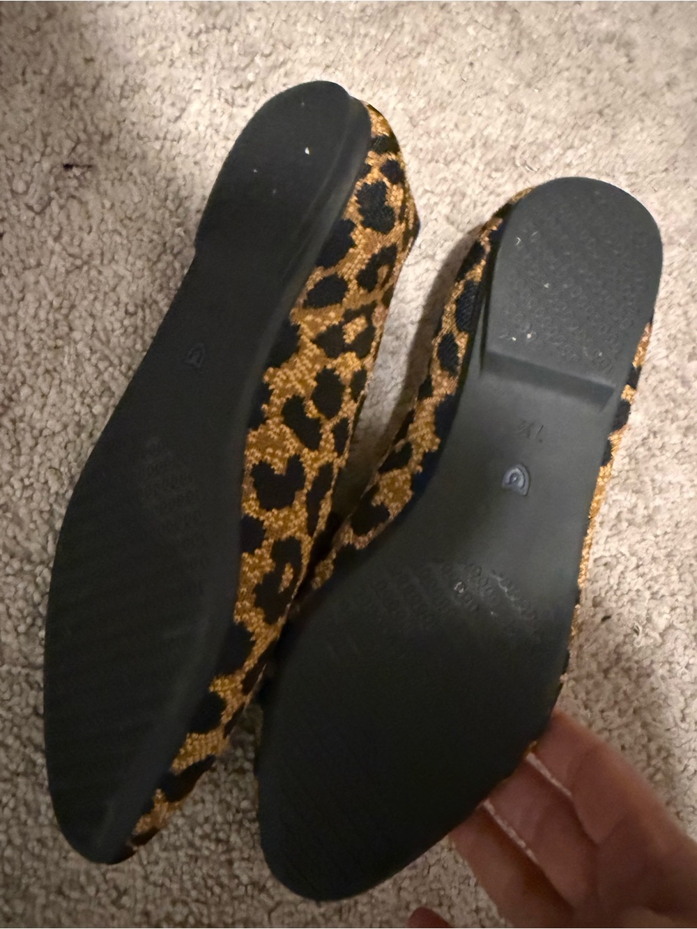 Rothy’s Leopard Print Almond Loafers in Black and Gold - Picture 2 of 4